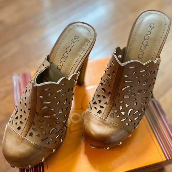 Nadara genuine leather heeled clogs! NIB! - Picture 7 of 7